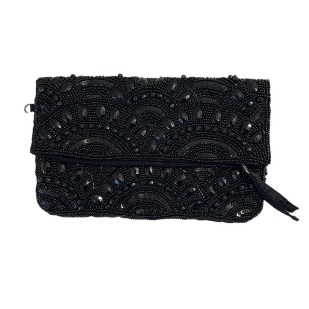 Aldo Beaded evening bag clutch. Fold‎ over magnetic closure/interior zipper. EUC
